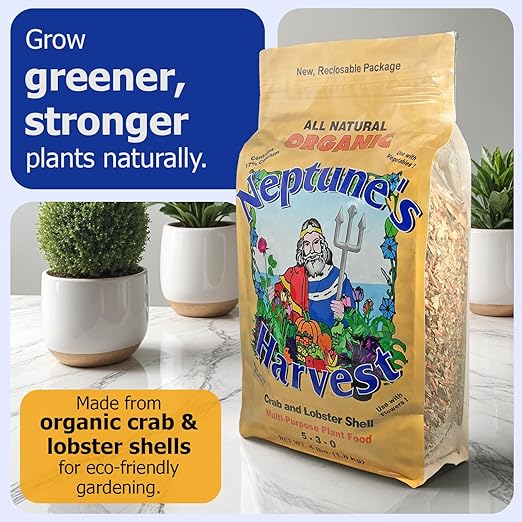 Neptune's Harvest Organic Plant Food | Fertilizer for Lawn & Garden | Crab & Lobster Shell 5-3-0 (4 lb) + Kelp Meal 1-0-2 (4 lb)