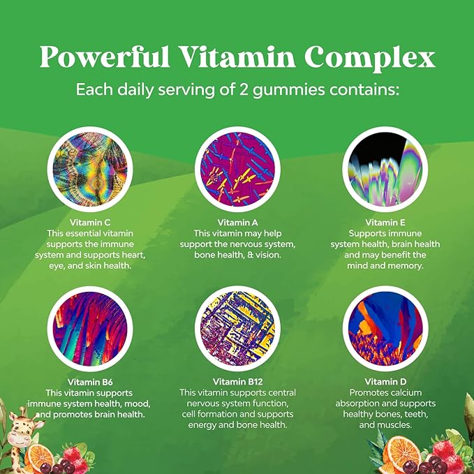 Natures Craft Plant Based Kids Multivitamin Gummies - Multivitamin for Kids Immunity Support Gummies with Vitamins A C D3 E B and Zinc Gelatin and Gluten Free Non-GMO Vitamins Gummy Formula 120ct