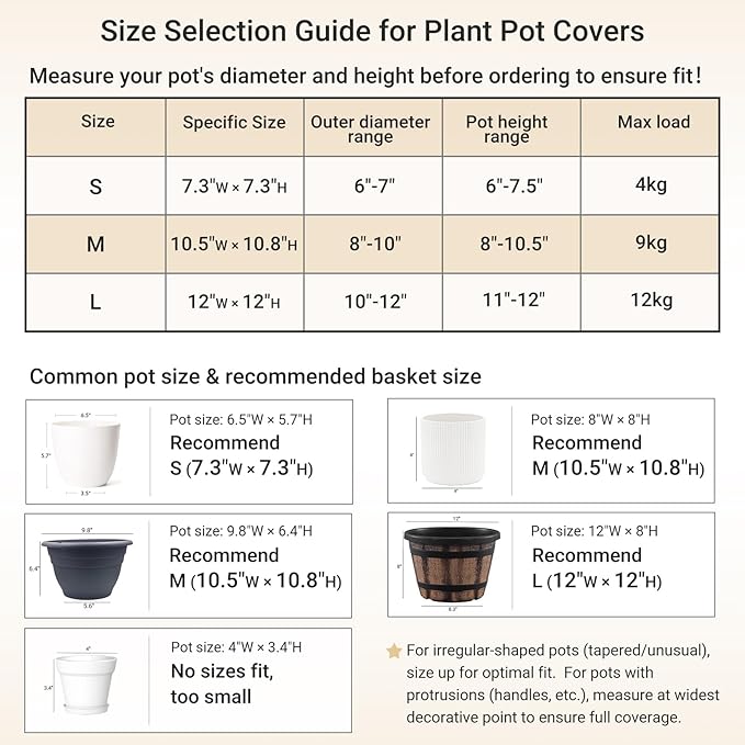 Dahey Jute Rope Plant Basket Modern Woven Storage Basket for 12" Indoor Planter, Decorative Flower Pots Cover Laundry Bin with Handle Rustic Home Decor, Black