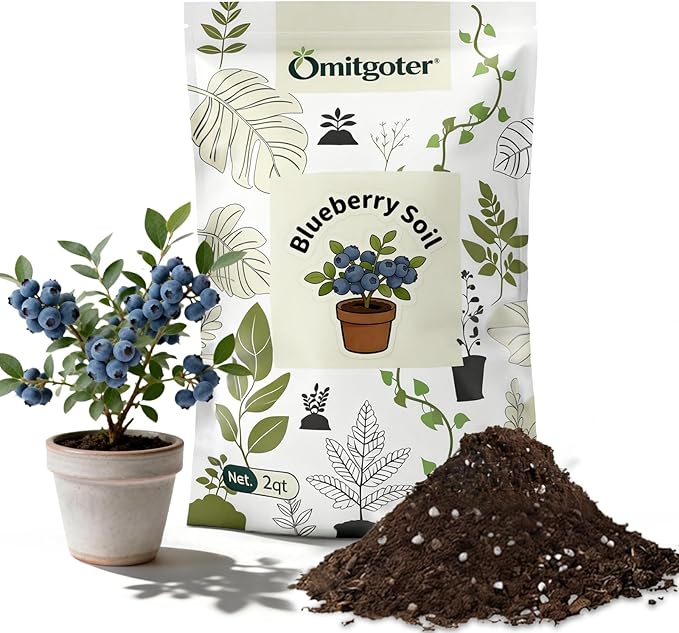 Blueberry Soil Mix 10qt- 100% Natural Organic Potting Soil for Blueberry Trees, Superior Drainage & Aeration, Ideal for Indoor & Outdoor Blueberry Plants