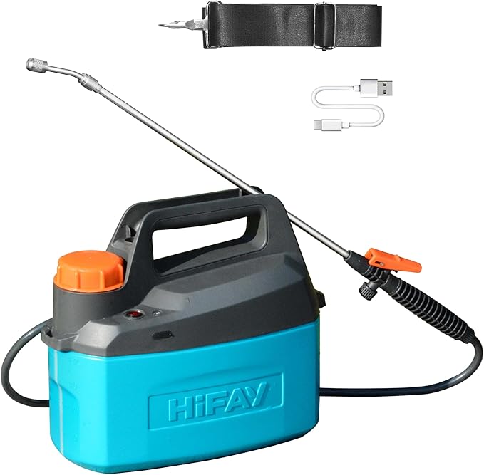 HIFAY ES4 Electric Sprayer 1 Gallon Built-in 4000mAh Rechargeable Battery, Copper-Nickel Spray Nozzle Makes The Spray More Delicate, The Telescopic Spray Rod Can Reach Further