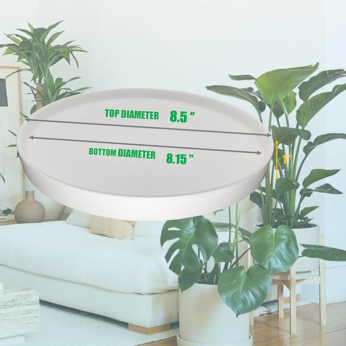 Yukfona 2 Pack Ceramic Plant Saucer Pot Tray 8 Inch, Planter Saucers 4 5 6 7 8 9 10 11 12 Inch for Indoors Outdoor, Durable Sturdy Flower Drainage Tray for Glazed Pots Base (8.5 Inch White)