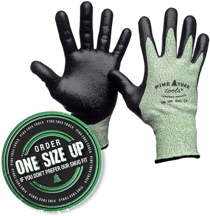 Pine Tree Tools Cut Resistant Gloves Level 5 | Anti Cut Grip Gardening Glove, Electrical Kitchen Work Gloves Men & Women