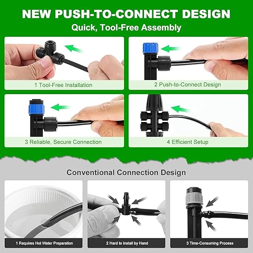 5/16 Inch Drip Irrigation Tee Connectors, Barbed T Fittings for 5/16" Tubing, Quick-Install Leak-Resistant Splitters for Garden & Drip Irrigation Systems, 15 Pack
