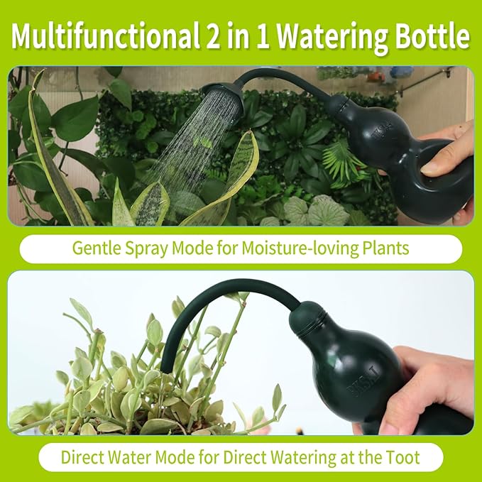 BKSAI Squeeze Bottles for Plants, 11oz Small Watering Can for Succulent, Muti-Function Squirt Bottle for Seedling Watering, Wash, Tattoo, Dark Green