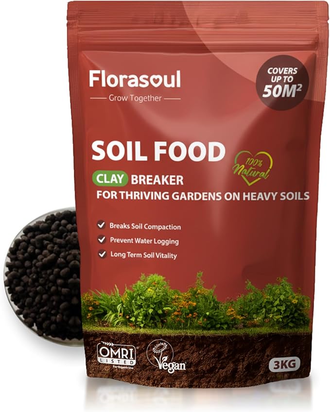 Florasoul® Clay Breaker Soil Amendment (6.6 lbs) – Revitalize Heavy Clay & Compacted Soil – Plant-Based & Vegan Formula – Enhances Drainage & Aeration – for Gardens, Lawns & Flower Beds
