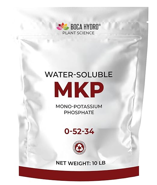 MKP Mono-Potassium Phosphate 0-52-34 Water Soluble Plant Food Flowering Enhancer Bloom Booster and Root Builder for All Plants, Vegetables, Flowers, Trees and Lawns. (10 Lb)