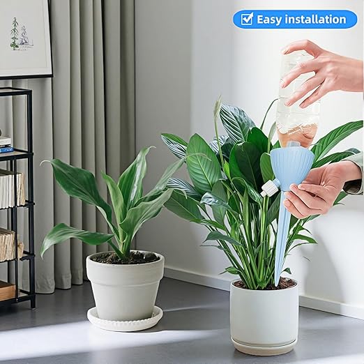 Self-Watering Spikes for Plants, Adjustable Dripping Irrigation Stakes with Valve, Automatic Watering System for Indoor & Outdoor Potted Plants, Universal Fit 28-30mm Bottles (2 Pack)