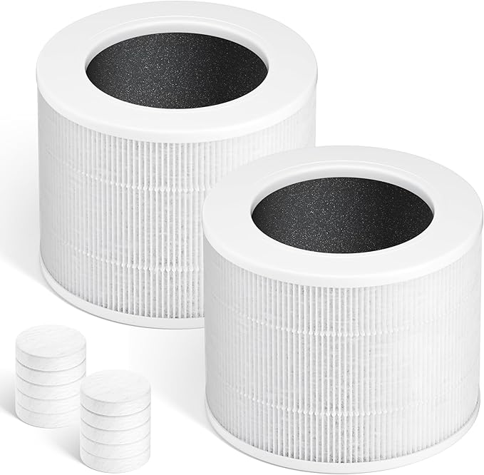 Core Mini Replacement Filter Compatible with LEVOIT Core mini-P Air Purifier, 3-in-1 Great High-Efficiency Materials With Activated Carbon,Core Mini-RF,2 Filter & 10 Fragrance Sponge，White