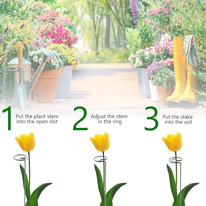 Thealyn 36 Inch 20 Packs Plant Support Stake Garden Single stemmed Plant Support Hoops Plant Prop for Flowers Orchid Tomatoes Peony Lily Rose Gladiolus (36 inch)