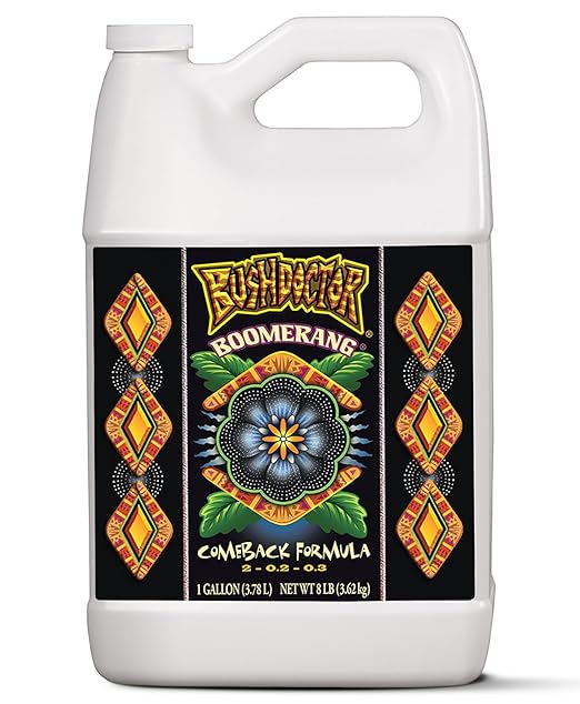 FoxFarm Bush Doctor Boomerang - 2-0.2-0.3 Comeback Formula - Microbial-Based Liquid Plant Fertilizer for Root Zone Support, Immediate Nutrient Uptake - Helps Plants Recover from Abiotic Stress-1Gallon