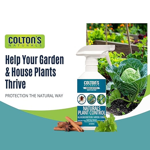 Colton’s Plant Control Ready-to-Use Natural Plant Spray – Maximum Strength Pesticide, Fungicide & Miticide for Spider Mites, Powdery Mildew, and Mold – Safe for Indoor, Outdoor & Garden Use (32 oz)