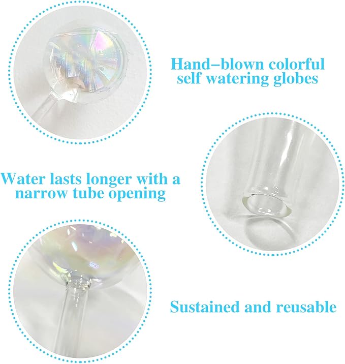 Pynqdfu 3 Pcs Plant Watering Globes,Self Watering Planter Insert Plant Accessories,Colorful Glass Plant Watering Devices for Indoor Plants
