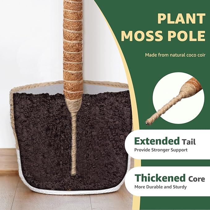 3-Pack 28in Moss Pole for Plants Indoor, Bendable & Sturdy Fishbone Cactus Plant Stake for Monstera, Pothos Vines, Philodendron & Indoor Tropical Houseplants, Made for Coco Coir