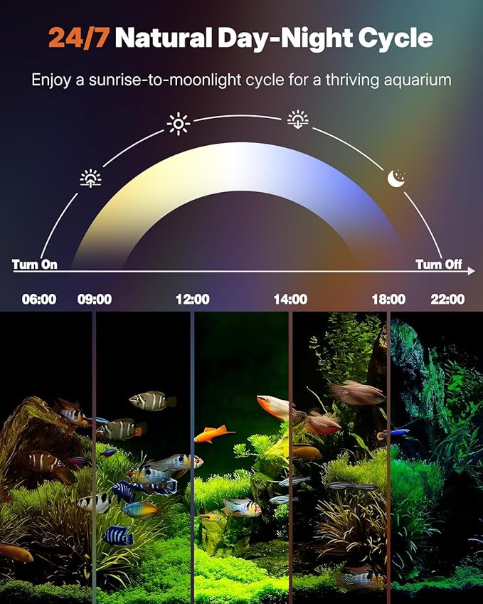 Pawfly Aquarium Light, 6 W Bluetooth Fish Tank Light, Full Spectrum Clip On Aquarium Lights for 1-5 Gallon Tanks, USB 24/7 LED Lights with Timer & Adjustable Brightness (Adapter Not Included)