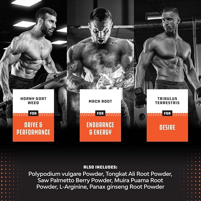 Testosterone Supplement for Men - Testosterone Booster for Men with Horny Goat Weed, Maca Root, Tongkat Ali & Tribulus Terrestris - Energy Support, Performance Enhancer, Muscles Building - 60 Count