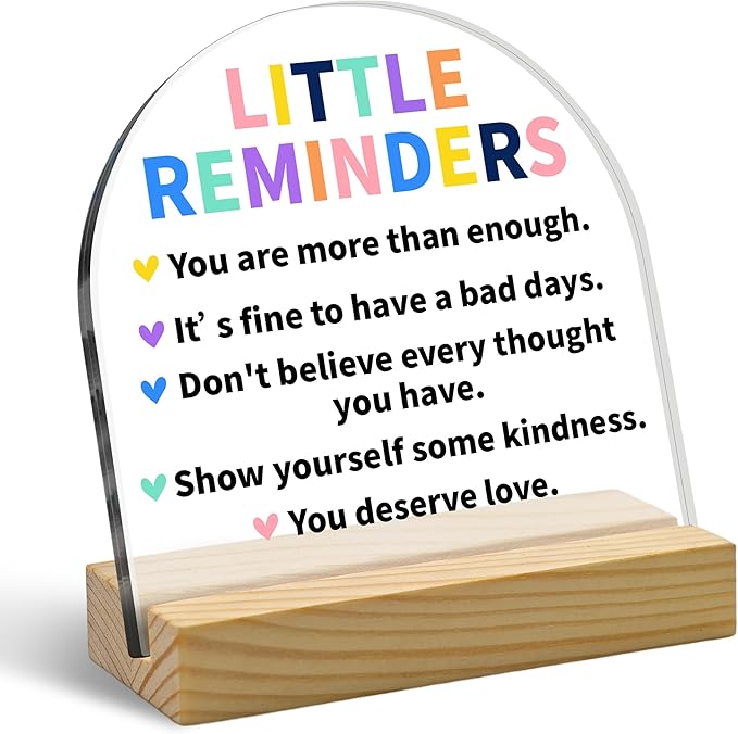 Little Reminders You Are More Than Enough - Arched Shape Acrylic Sign, Motivational Gift for Women Men Friends, Coworker Employee Appreciation Gift, Office Living Room Desk Cubicle Table Shelf Decor