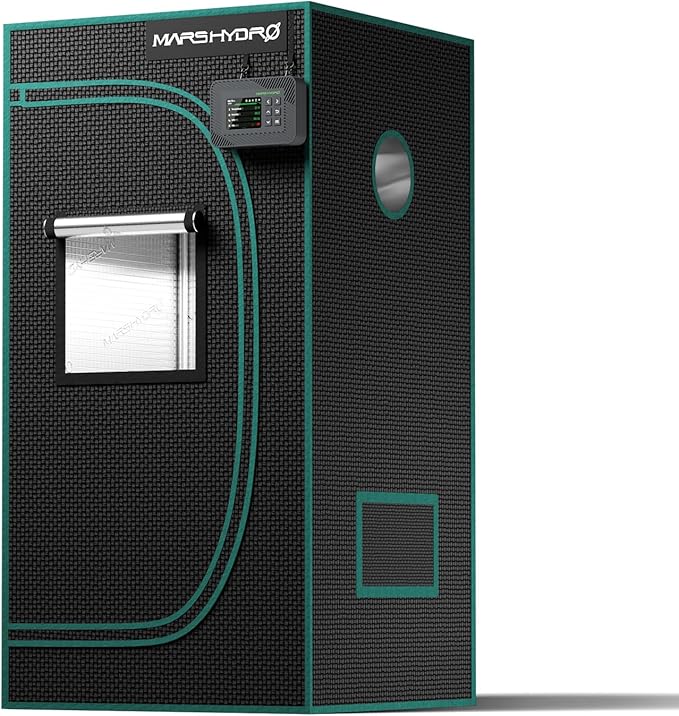 MARS HYDRO 2x2x4 Advanced Grow Tent, 24"x24"x48" High Reflective Mylar 1680D for Hydroponics Indoor Plant Growing, with Floor Tray and Smooth Zipper for TS600