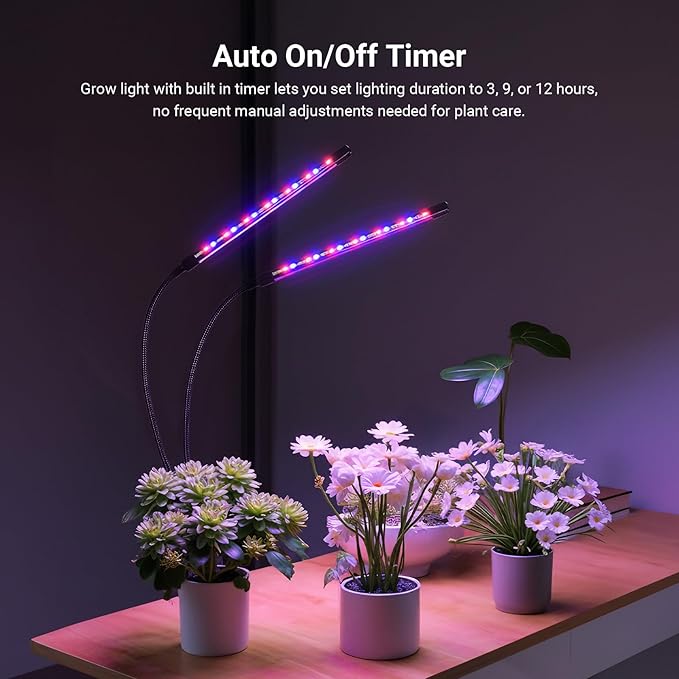 NEEWER Entry Level Version Dual Bar Grow Lights for Indoor Plants, Full Spectrum Clip Plant Growing Lamp with 80 Blue, Red, White LEDs, 3/9/12H Timer, Dimmable for Gardening Seed Starting Bonsai, N29