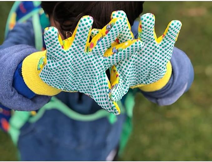 PROMEDIX P Kids Garden Gloves 3-6 Years Old Children Gardening Gloves Cotton Comfortable Bright Color, 2- Pair Pack
