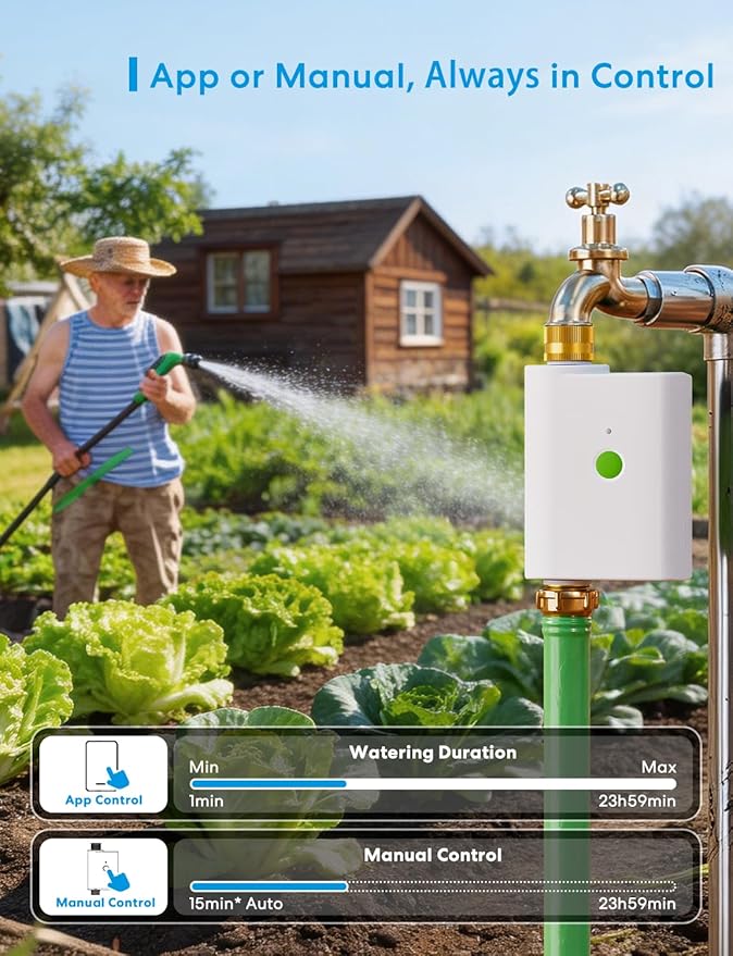 meross WiFi Water Hose Timer, Smart Sprinkler Timer with Brass Inlet & Outet, Work with Apple Homekit, Alexa & Google Assistant, Water Valve for Lawn, Garden, Yard and Pool, MSH400/MSH450 Hub Required