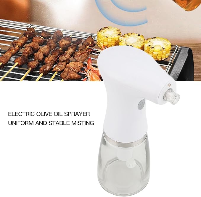 Electric Oil Sprayer, Oil Sprayer with LED Light Glass Continuous Spray Adjustable Electric Oil Dispenser Bottle for Cooking