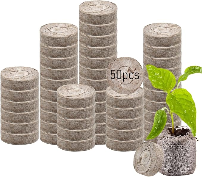 Legigo 50 Pcs 36mm Seed Starter Peat Pellets for Seedlings- Compressed Seed Starter Pods Seed Starting Pellets Plugs Soil Peat Pods for Starting Seeds, Garden Planting Herb Flower Vegetables