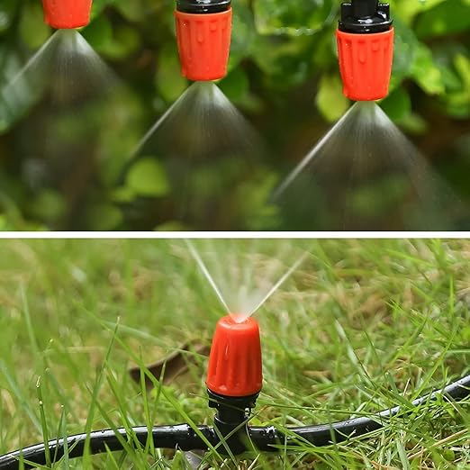 Micro Drip Irrigation Kit,Garden Irrigation System Plant Automatic Watering Kit with 32.8ft 1/4inch Blank Distribution Tubing Hose Adjustable Misting Sprinkler Nozzles for Greenhouse Patio