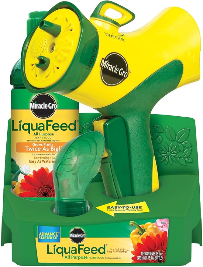 Miracle-Gro LiquaFeed All Purpose Plant Food Advance Starter Kit and Bloom Booster Flower Food Bundle: Feeding as Easy as Watering