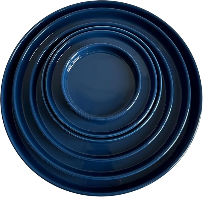 Yukfona 2 Pack Ceramic Plant Saucer Pot Tray 8 Inch, Planter Saucers 4 5 6 7 8 9 10 11 12 Inch for Indoors Outdoor, Durable Sturdy Flower Drainage Tray for Glazed Pots Base (8.5 Inch Blue)