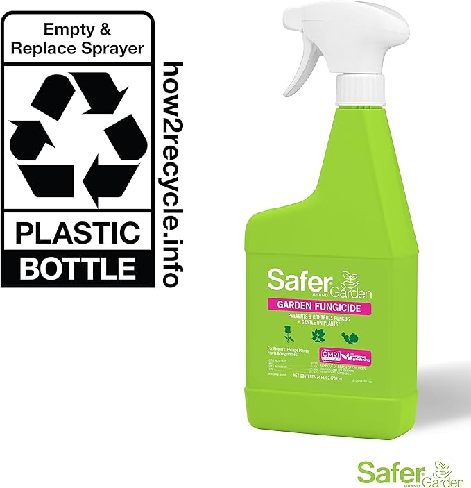 Safer Brand Garden Fungicide Ready-to-Use Spray - Prevents & Controls Powdery Mildew, Black Spot, Leaf Spot & Rust - OMRI Listed for Organic Gardening - SG5450, 24 oz Spray