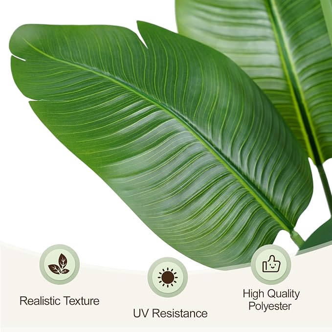 Lifelike Bird of Paradise Artificial Plant,6ft Faux Banana Leaf Tree with 13 Trunks - Perfect Indoor Silk Floor Plant for Home Decor in Living Room, Office, and Bedroom 1Pack