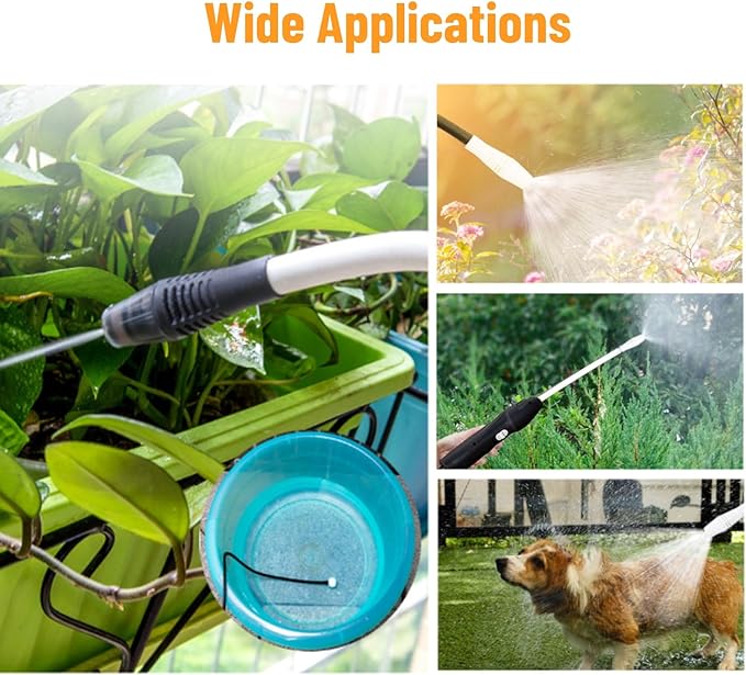 Electric Sprayer, 500mAh Battery Powered Garden Sprayer, Bendable Adjustable Nozzle, Comfort Handle with 6.6ft Tube, Automatic Handheld Gardening Tools for Watering