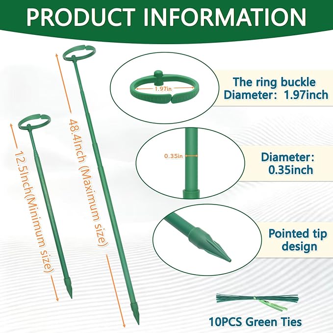 Telescoping Monstera Plant Support Stakes, 12.5IN to 48.4IN Adjustable Length, Extendable Plant Stakes for Indoor Plants, Premium Stainless Steel Material Plants Sticks for Orchids, Tomatoes- 7Pack