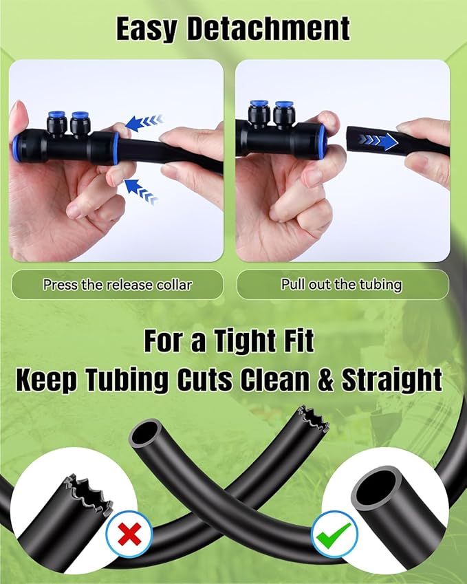Pawfly 12 Pcs Quick Connect 1/2" to 1/4" Drip Irrigation Fittings for 1/2" Tubing (0.62-0.63" OD), Push-to-Fit 4-Way Reducing Tees Reducer Tee Connectors, Anti-Leak Drip Irrigation Tee Fittings