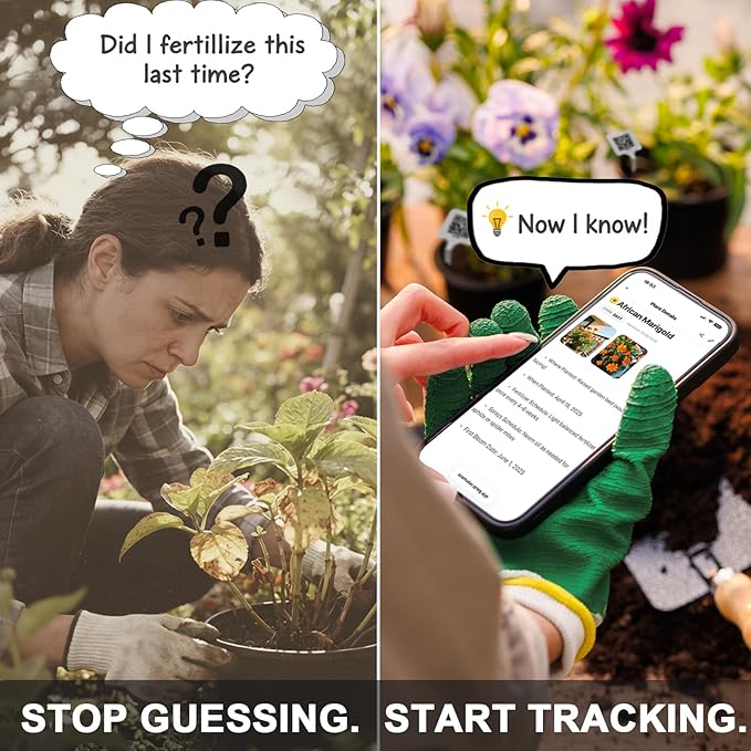 QR Plant Labels, Scan-to-Record Plant Care Tracker, 304 Stainless Steel Outdoor Waterproof Garden Tags Markers for Seeds and Herbs, 10 pcs