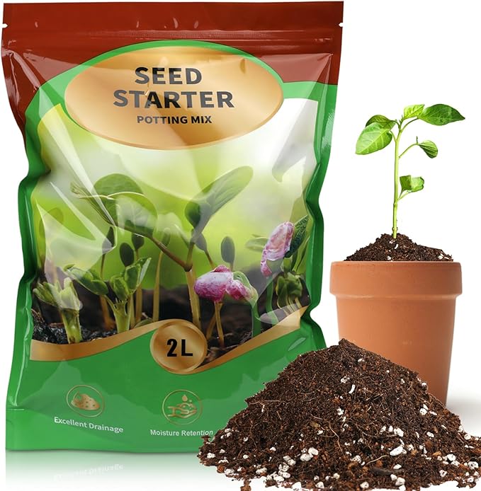 Doter Seed Starter Potting Soil Mix 2qt, Seed Starting Mix for Germination and Growth, Loamy Compost Well-Drainaged Soil Fit for Vegetable, Flower, houseplant