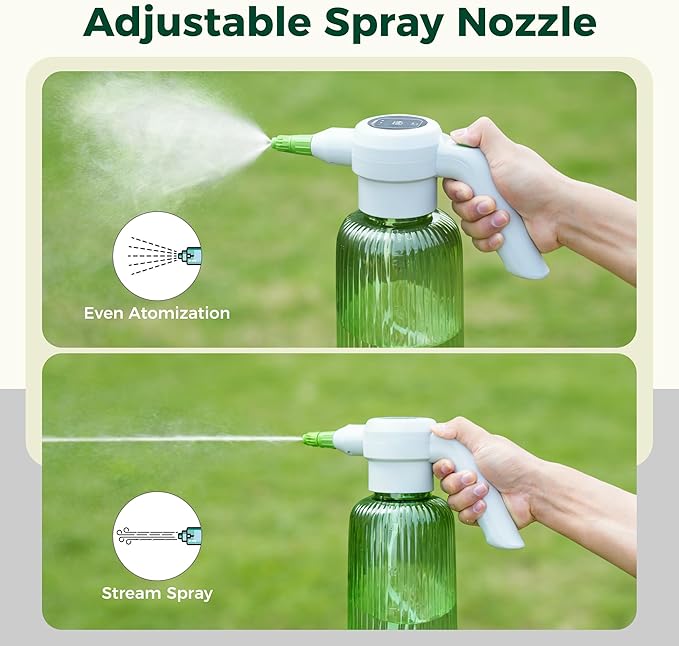 Diivoo Electric Spray Bottle 2L/0.5 Gallon, 3 Speed Flow Rechargeable Battery Powered Sprayer, Adjustable Nozzle Automatic Spray Bottle, Outdoor & Indoor Plant Sprayer for Garden