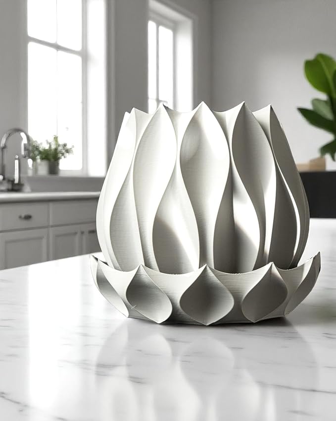 Neo Lotus Planter – Modern Sculptural Pot for Orchids, Succulents & Airplants | Minimalist Indoor Vase for Home, Desk, Shelf or Gift Decor (Pure White, Standard Structure 6" x 6" WH)