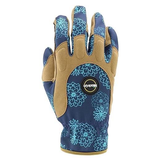 Miracle-Gro Women's High-Dexterity Gardening Work Gloves, Touchscreen Technologies, Abrasion Resistant, Comfort, Blue/Tan, Small (MG86207/WSM)