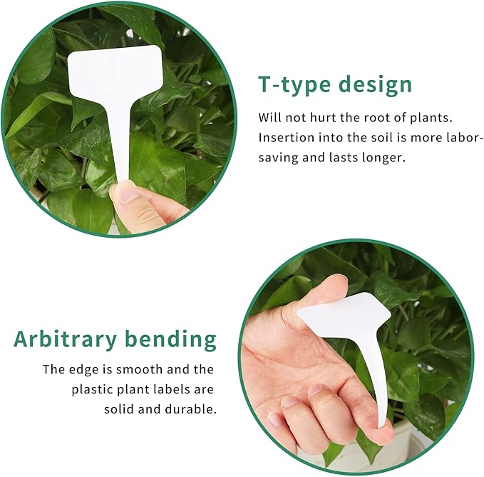 KINGLAKE Plant Labels 4 Inch - 500Pcs Plastic Plant Tags Markers T-Type Nursery Garden Labels Waterproof for Seedlings Indoor Outdoor Garden Greenhouse