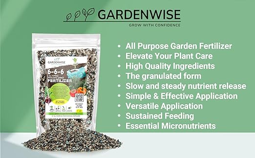 Gardenwise 6-6-6 All-Purpose Professional Plant Food Fertilizer; Ideal for Winter Care & Spring Feeding, Perfect Balanced NPK for Indoor and Outdoor Plants (1/2 Quart)