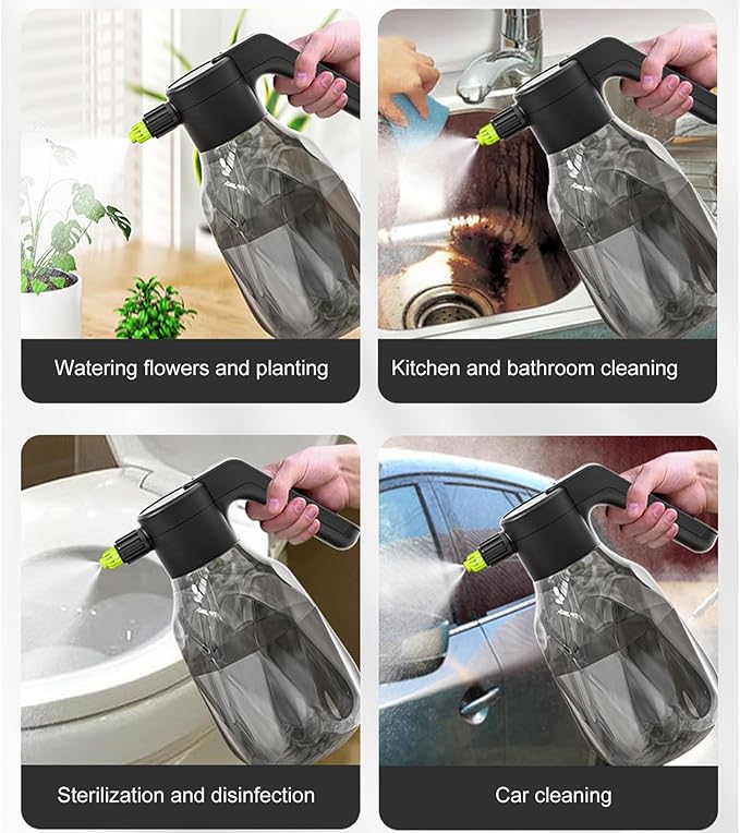 Electric Spray Bottle - 2L Indoor Watering Can for Plants, Automatic Plant Mister, Rechargeable Battery Powered Sprayer | Pump Sprayer for Gardening Lawn Yard Grass Car Cleaning Flowers Vegetables