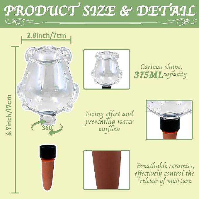 2 Pack Self Watering Spikes, Indoor Plant Watering Globes, Frog Shape Automatic Irrigation Spikes,Plant Watering Devices(Transparent)