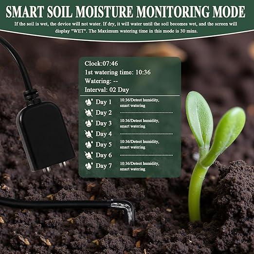 Automatic Plant Waterer Indoor, Auto Watering System for 15 Potted Plants with Programmable Timer, Smart Soil Moisture Sensor, Self Watering Plants Devices for While Away, Vacation