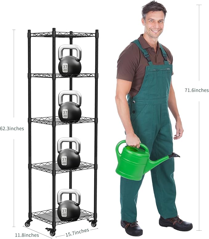 Indoor Greenhouse with Grow Lights,with 40W Full Spectrum Growing Lamps for Seed Starting , 5 Tier 15.7" L×11.8" W×62.3" H Mini Greenhouse，Grow Light Shelf with Tent and Thermometer