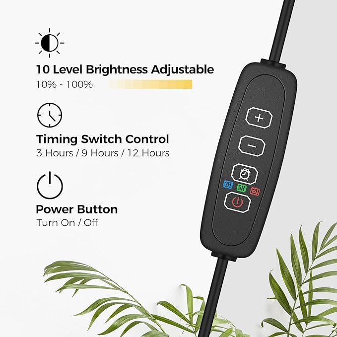 Plant Light for Indoor Growing, Full Spectrum Dual Heads Grow Light, 66.5in Extendable Stand,144 LEDs,10-Level Dimmable, Auto Timer, Adjustable Gooseneck Floor Lamp for Tall Large Plants