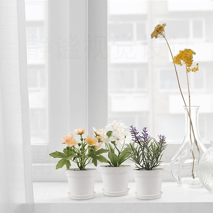 SwinDuck 28 Pack 4 inch Small Plant Pots, Plastic Planters with Drainage Holes and Saucers for Flowers Plants, Succulents, Seed Starting Pots, White