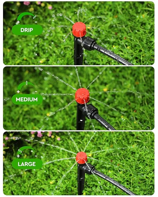 36 Pack Drip Irrigation Parts, Quick Connect 8-Outlet Adjustable 360° Emitters for Garden & Farm Irrigation Systems