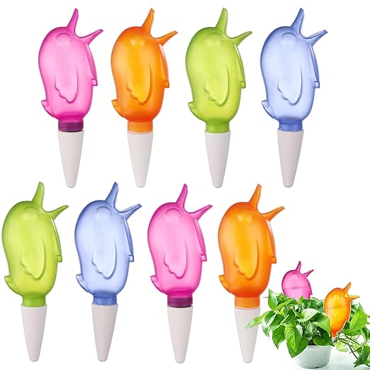 8 Pack Self Watering Spike,Plant Watering Globes Automatic Drip Irrigation Self-Watering Stakes Moist Roots for Indoor Outdoor Plants,Bird Shape